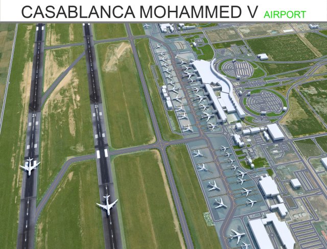 Casablanca Mohammed V Airport 12km Modèle 3D .c4d .max .obj .3ds .fbx .stl .blend 