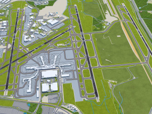 Charlotte Douglas Airport 10km 3D 모델