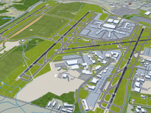 Charlotte Douglas Airport 10km 3D 모델