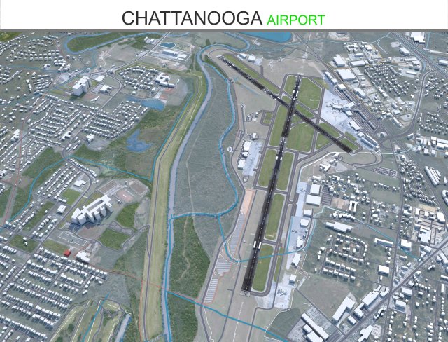 Chattanooga Airport 10km 3D Модель .c4d .max .obj .3ds .fbx .stl .blend 