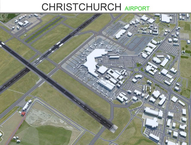 Christchurch Airport 10km 3D Model .c4d .max .obj .3ds .fbx .stl .blend 