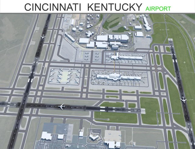 Aeroporto de Cincinnati Norte de Kentucky 10 km Modelo 3D .c4d .max .obj .3ds .fbx .stl .blend
