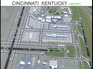 Cincinnati Northern Kentucky Airport 10km 3D Model