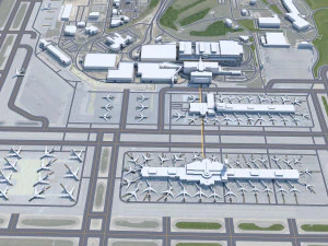 Aeroporto de Cincinnati Norte de Kentucky 10 km Modelo 3D