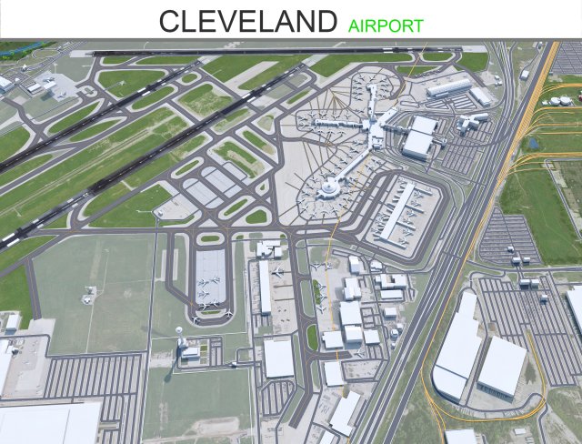 Cleveland Airport 10km 3D Modell .c4d .max .obj .3ds .fbx .stl .blend 