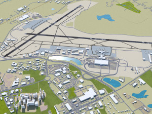 Columbia Metropolitan Airport 10km Modèle 3D
