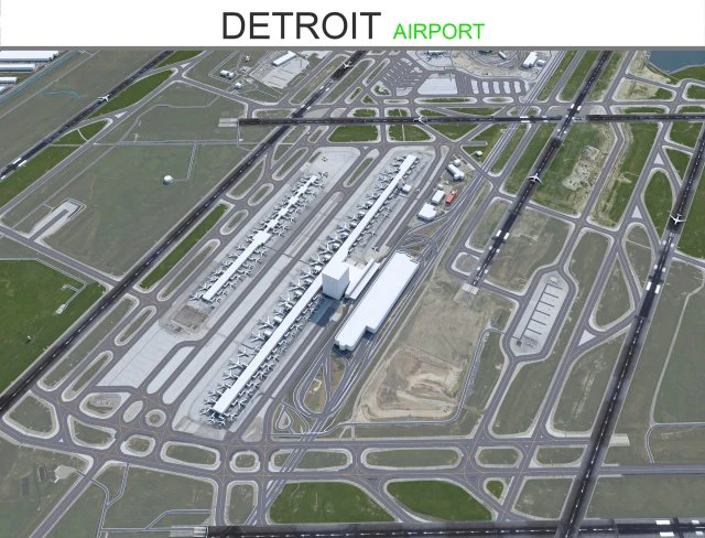 Detroit Airport 12km 3D Model .c4d .max .obj .3ds .fbx .stl .blend 