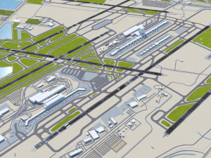 Detroit Airport 12km 3D Model