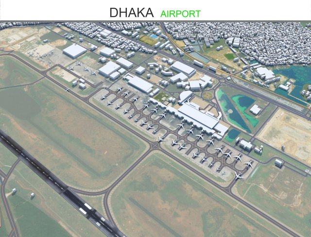 Dhaka Airport 8km Modelo 3D .c4d .max .obj .3ds .fbx .stl .blend 