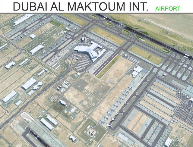 Dubai Al Maktoum International Airport 15km Model 3D .c4d .max .obj .3ds .fbx .stl .blend 