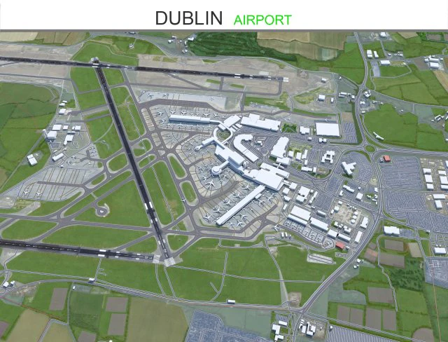 Dublin Airport 15km 3D Model .c4d .max .obj .3ds .fbx .stl .blend