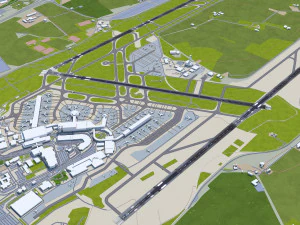 Dublin Airport 15km 3D Model