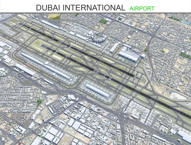 Dubai International Airport 10km 3D Model .c4d .max .obj .3ds .fbx .stl .blend 