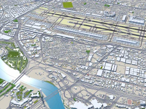 Dubai International Airport 10km 3D Model