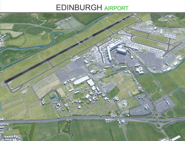 Edinburgh Airport 15km 3D Model .c4d .max .obj .3ds .fbx .stl .blend