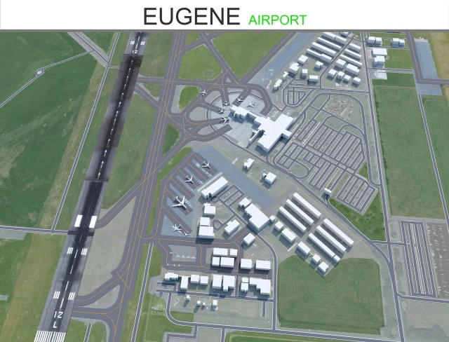 Eugene Airport 10km 3D Model .c4d .max .obj .3ds .fbx .stl .blend 