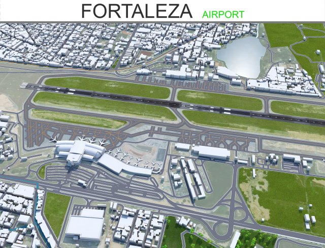 Fortaleza Airport 10km 3D Модель .c4d .max .obj .3ds .fbx .stl .blend