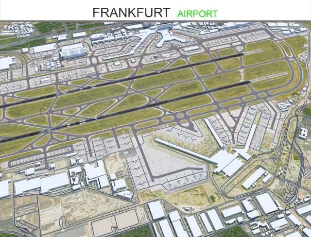 Frankfurt Airport 16km 3D Model .c4d .max .obj .3ds .fbx .stl .blend 