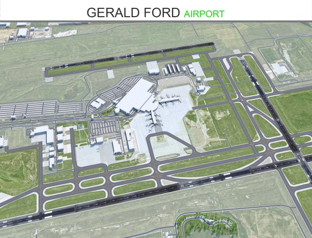 Gerald Airport 10km 3D Модель .c4d .max .obj .3ds .fbx .stl .blend 