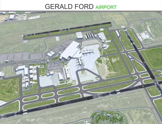 Gerald Airport 10km 3D Model .c4d .max .obj .3ds .fbx .stl .blend 
