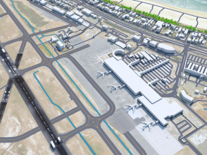Gold Coast Airport 8km Model 3D