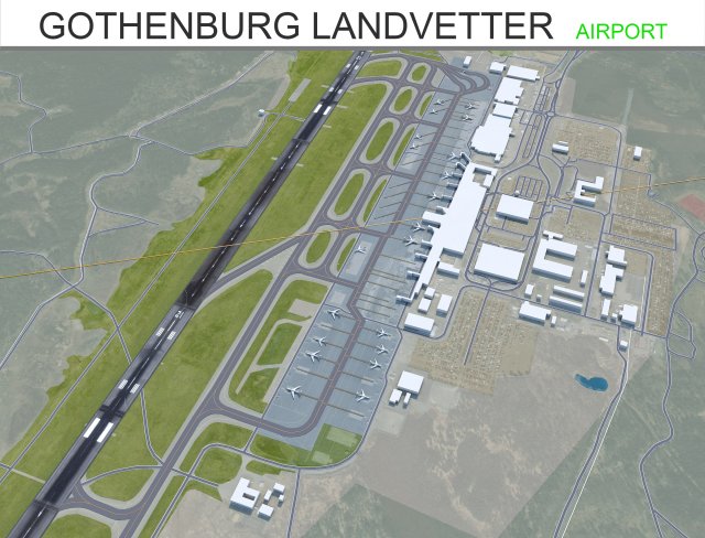 Gothenburg Landvetter Airport 12km Model 3D .c4d .max .obj .3ds .fbx .stl .blend 