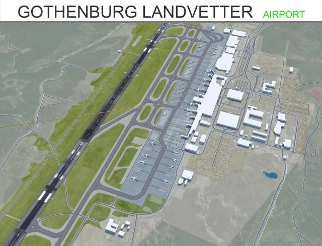 Gothenburg Landvetter Airport 12km 3D Model .c4d .max .obj .3ds .fbx .stl .blend 