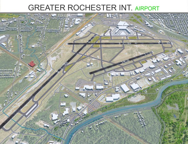 Greater Rochester International Airport 10km Modèle 3D .c4d .max .obj .3ds .fbx .stl .blend 