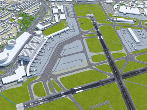 Hamburg Airport 10km 3D Model