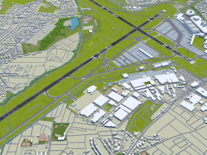 Hamburg Airport 10km Modello 3D
