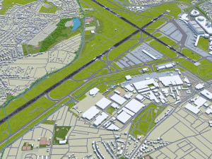 Hamburg Airport 10km 3D Model