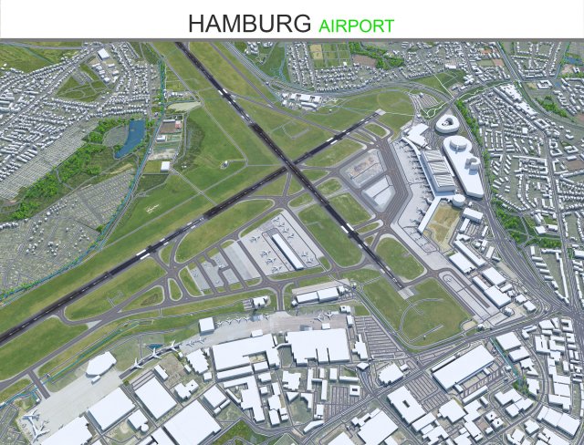 Hamburg Airport 10km Modello 3D .c4d .max .obj .3ds .fbx .stl .blend 
