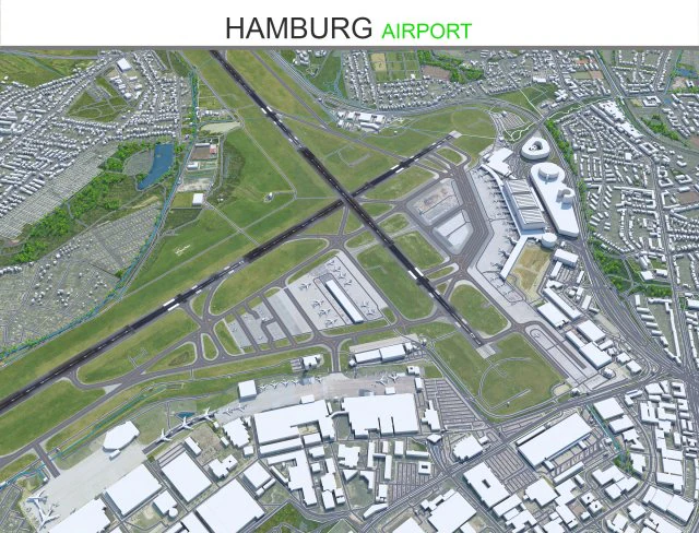 Hamburg Airport 10km 3D Model .c4d .max .obj .3ds .fbx .stl .blend 