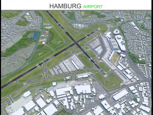 Hamburg Havaalanı 10km 3D Model