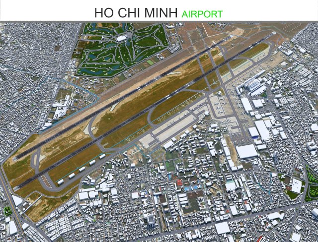 Ho Chi Minh Airport 10km Model 3D .c4d .max .obj .3ds .fbx .stl .blend 