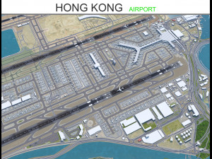 Hong Kong Airport 10km 3D Model