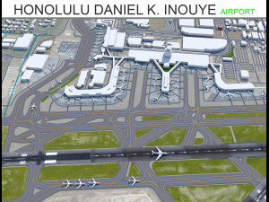 Honolulu Daniel K Inouye International Airport 10km 3D Model