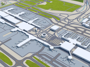 Houston George Bush Airport 15km 3D Модель