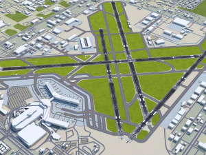 Houston William Hobby Airport 10km 3D Model