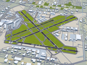 Houston William Hobby Airport 10km 3D Model