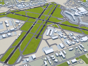 Houston William Hobby Airport 10km 3D Model