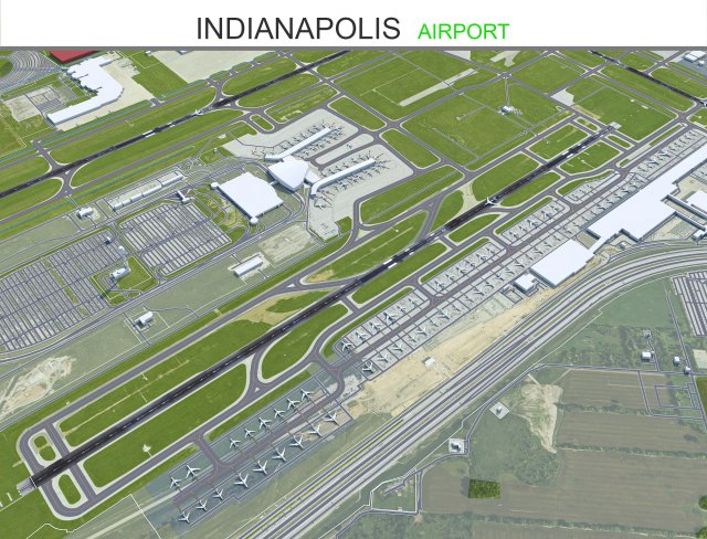 Indianapolis Airport 12km 3D Model .c4d .max .obj .3ds .fbx .stl .blend 