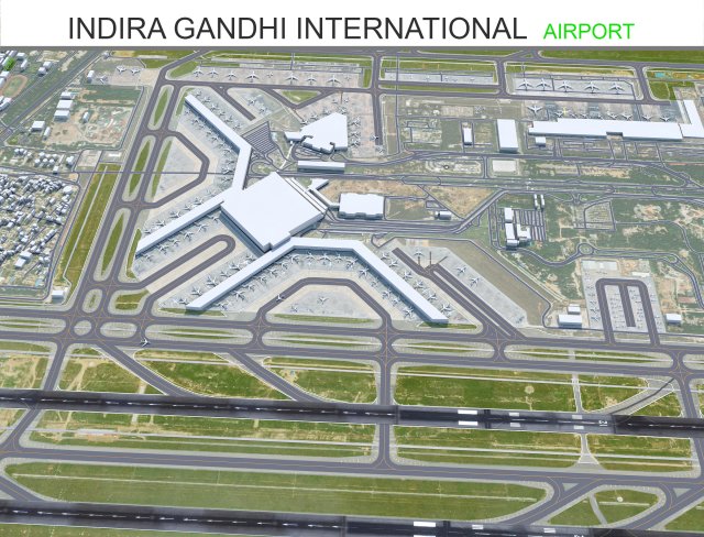Indira Gandhi International Airport 10km Modèle 3D .c4d .max .obj .3ds .fbx .stl .blend 