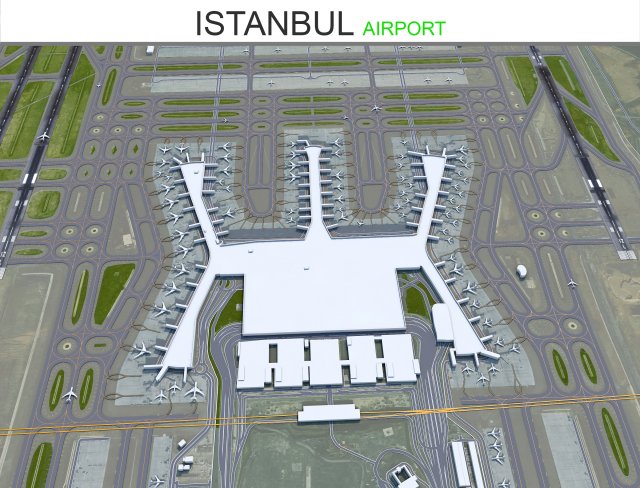 Istanbul Airport 15km 3Dモデル .c4d .max .obj .3ds .fbx .stl .blend 