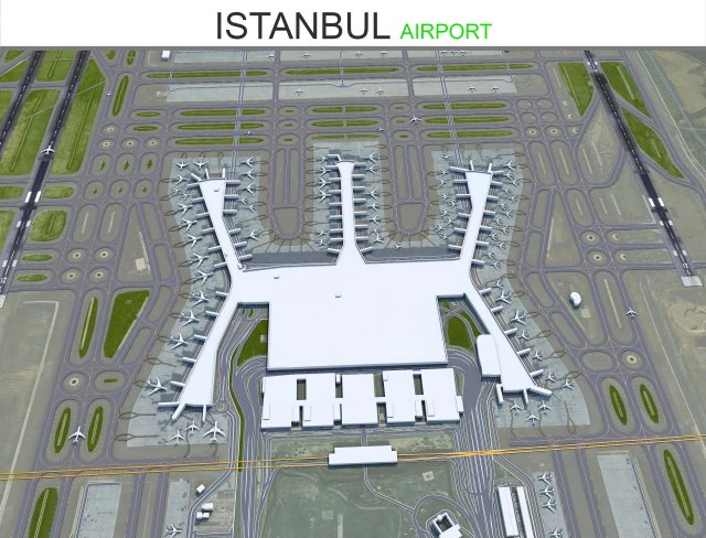 Istanbul Airport 15km 3D Model .c4d .max .obj .3ds .fbx .stl .blend 