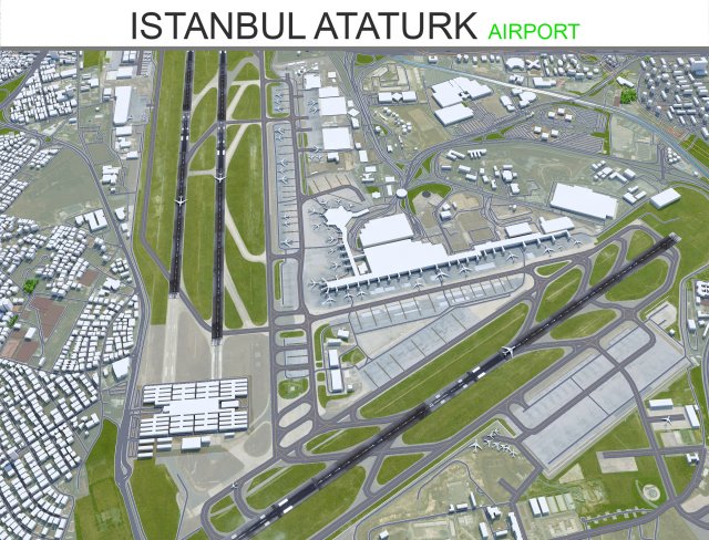 Istanbul Ataturk Airport 10km Modello 3D .c4d .max .obj .3ds .fbx .stl .blend 