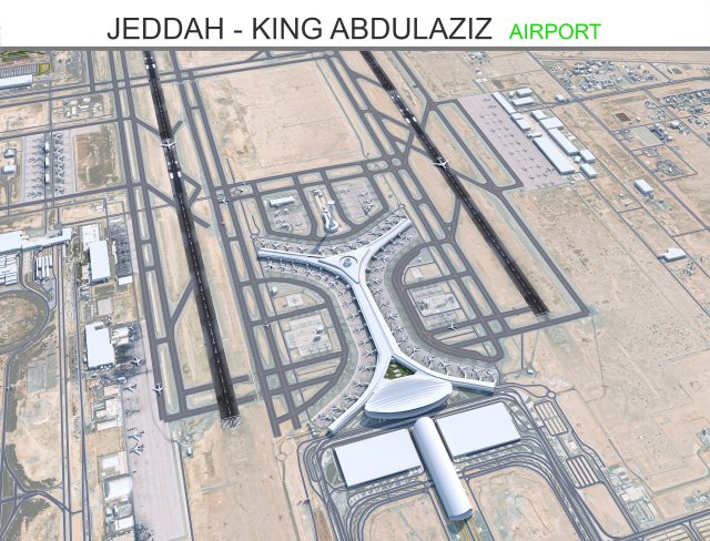 Jeddah - King Abdulaziz Airport 11km 3D Model .c4d .max .obj .3ds .fbx .stl .blend 