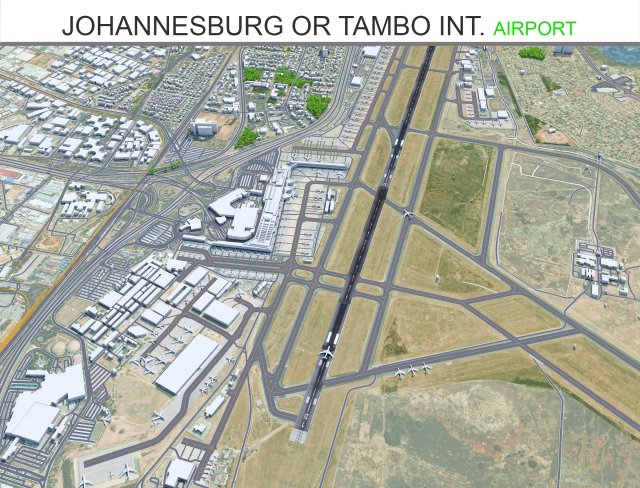 Johannesburg OR Tambo International Airport 10km Modèle 3D .c4d .max .obj .3ds .fbx .stl .blend 