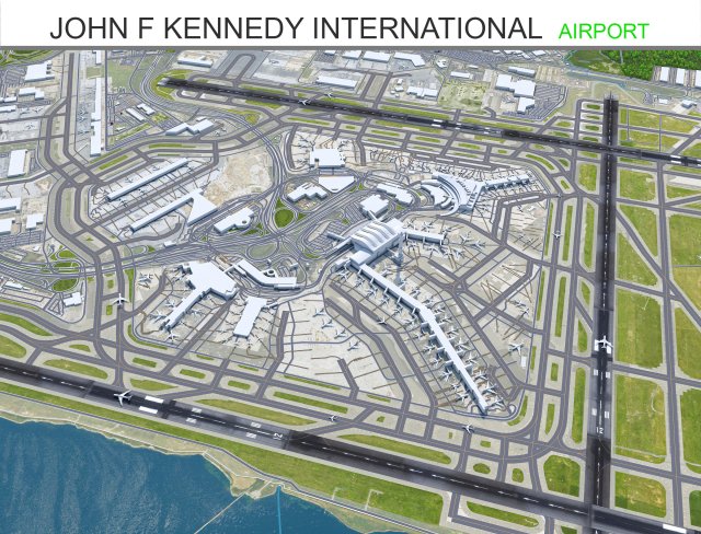 John F Kennedy International Airport 12km 3D मॉडल .c4d .max .obj .3ds .fbx .stl .blend 