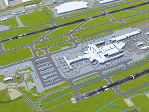 John Glenn Columbus International Airport 10km 3D Модель